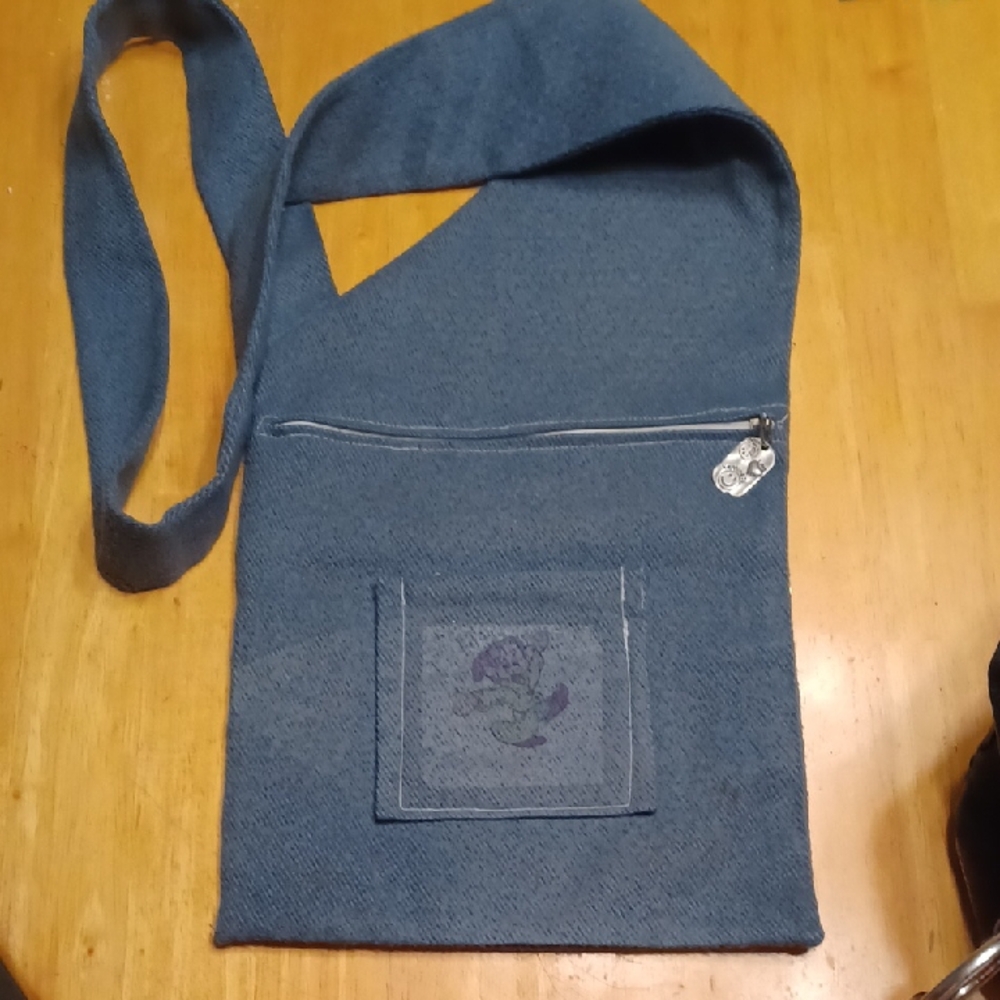 Cute Blue Fabric Kids Crossbody Bag. Seven Dwarf.